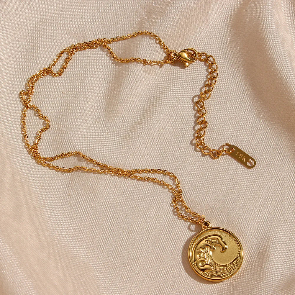 Gold-Plated Ocean Pendant Necklace For Women