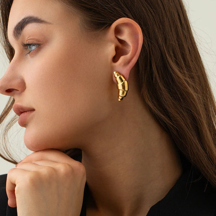 Gold-Plated Chunky Round Stud Earrings