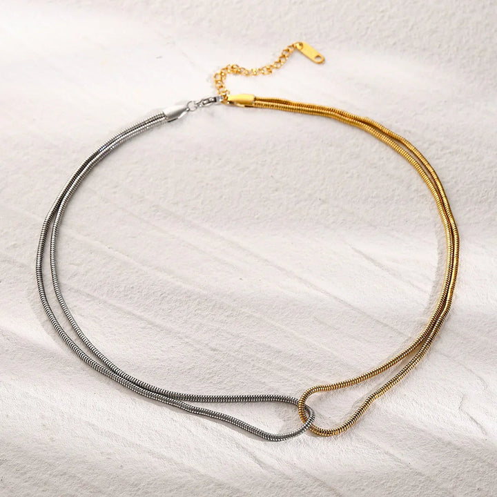 Gold-Plated-Silver-Plated Two-Tone Necklace