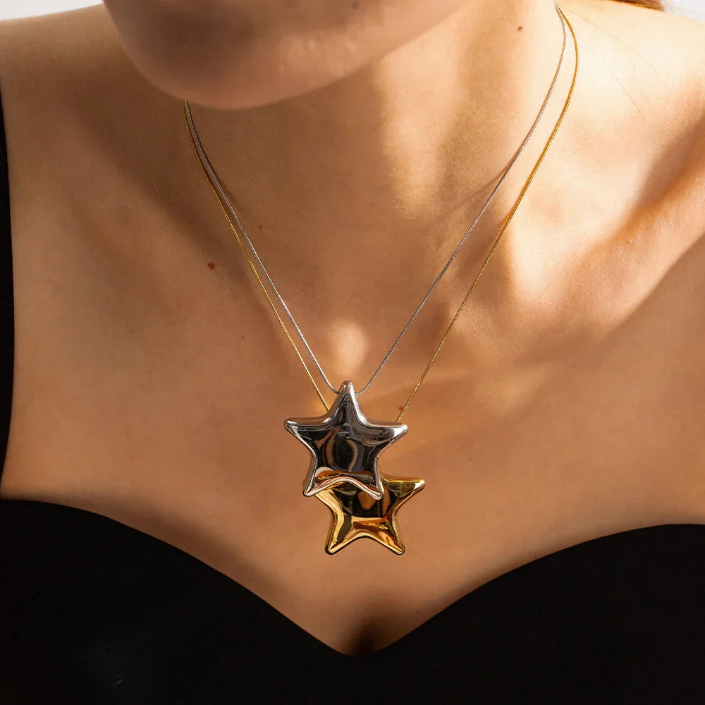 Gold-Plated Star Pendant Necklace for Women