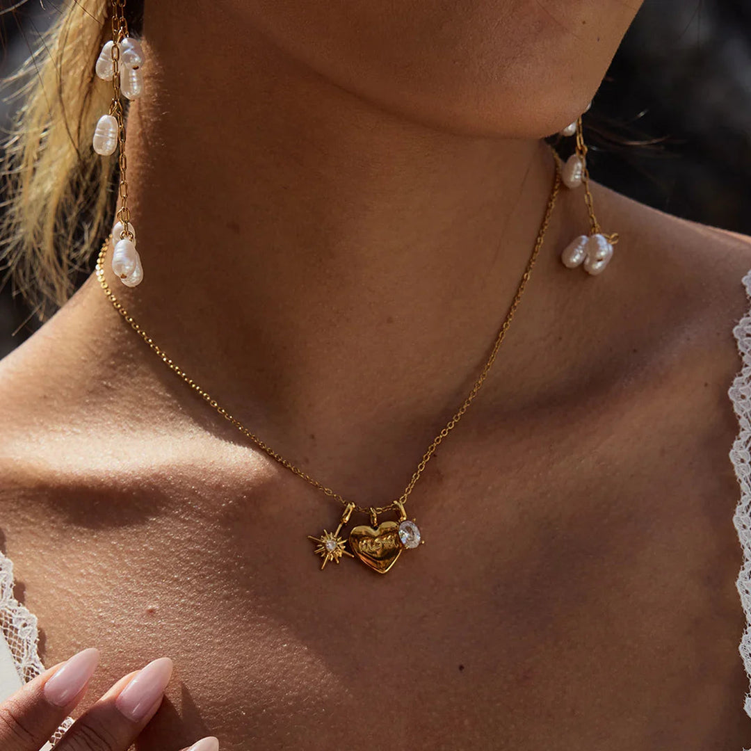 Gold Plated Cubic Zirconia Pendant Necklace for Mom