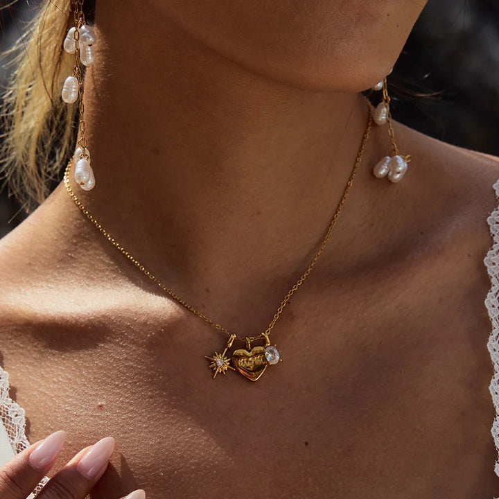 Gold Plated Cubic Zirconia Pendant Necklace for Mom