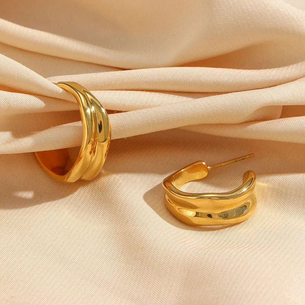 Gold-Plated Wave Earrings For Women