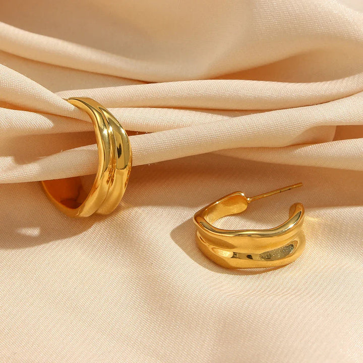 Gold-Plated Wave Earrings For Women