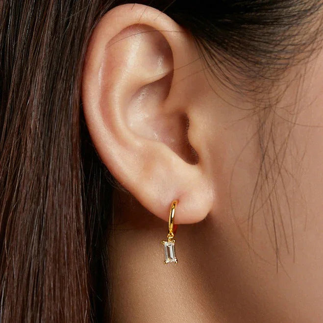 Gold-Plated Harlow Diamond Earrings with Sleek Hoop Design
