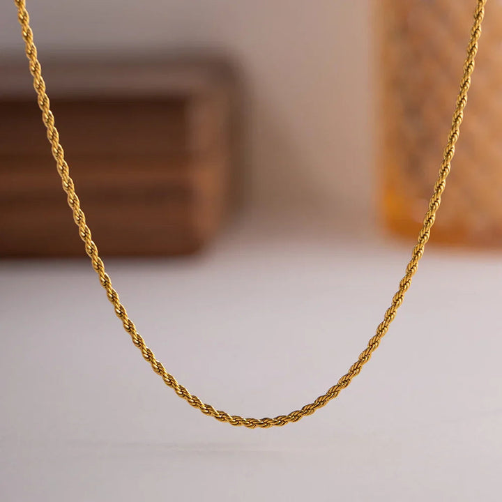 Gold-Plated Twisted Rope Chain Necklace for Women