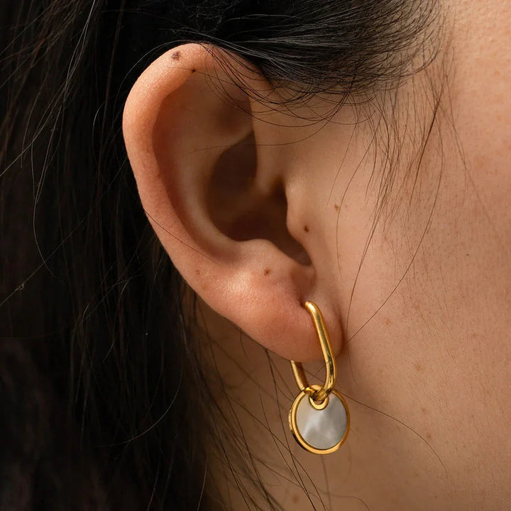 Gold-Plated Shell Drop Earrings for Women