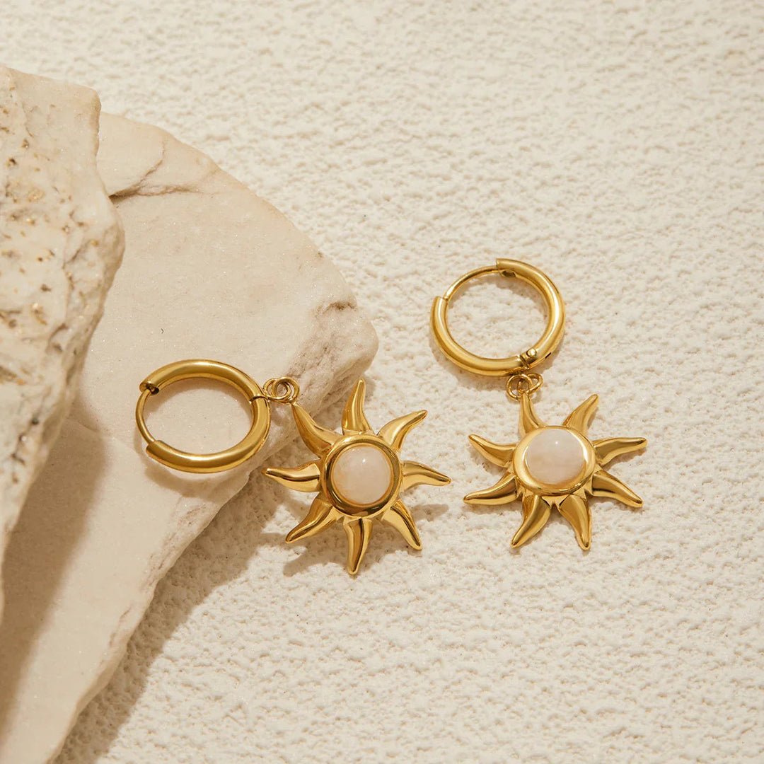 Gold Plated Synthetic Stone Drop Earrings for Women