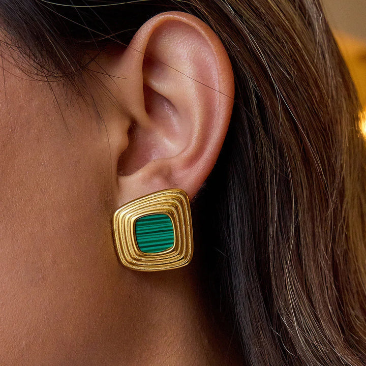 Gold-Plated Geometric Stud Earrings for Women