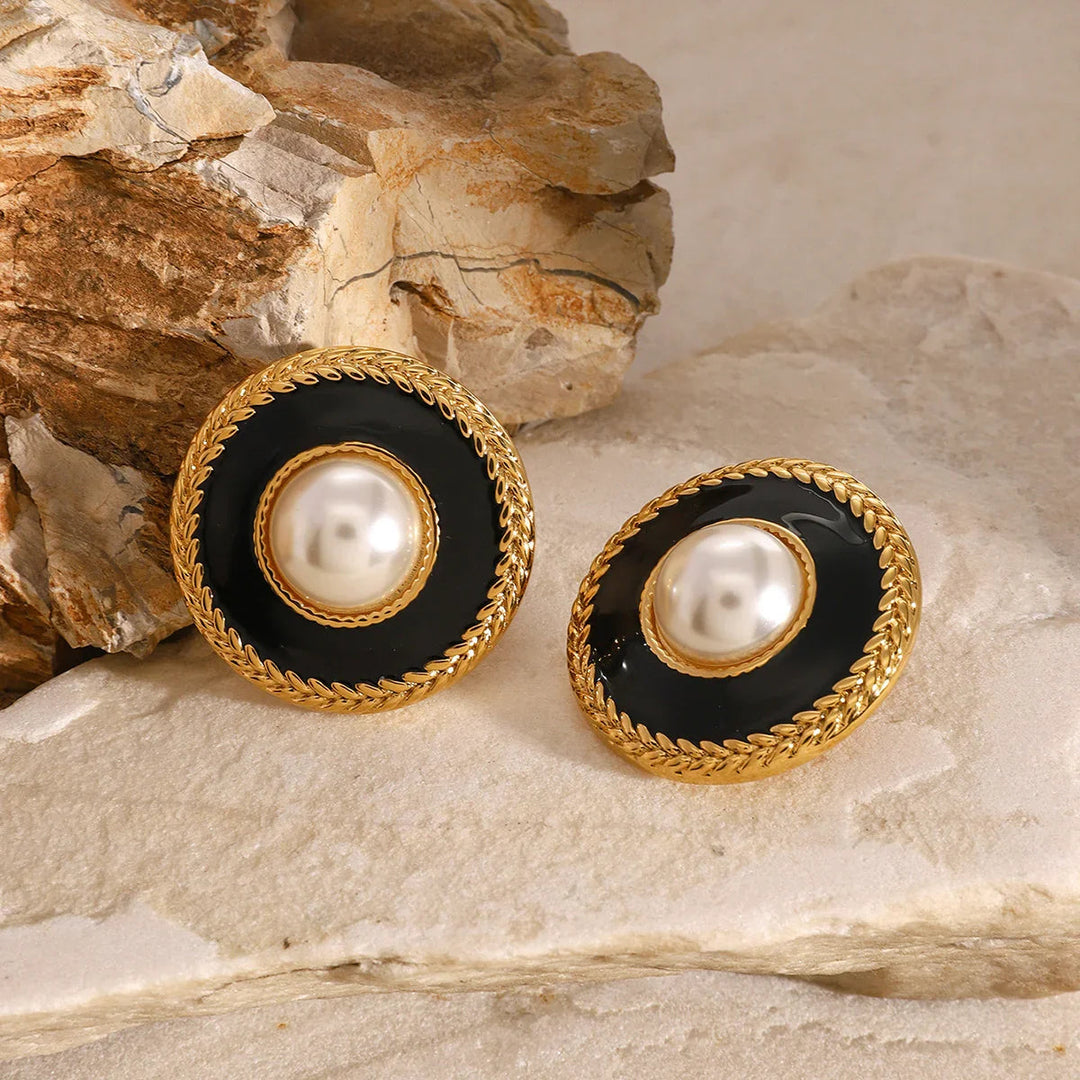 Gold-Plated Faux Pearl Statement Earrings for Women