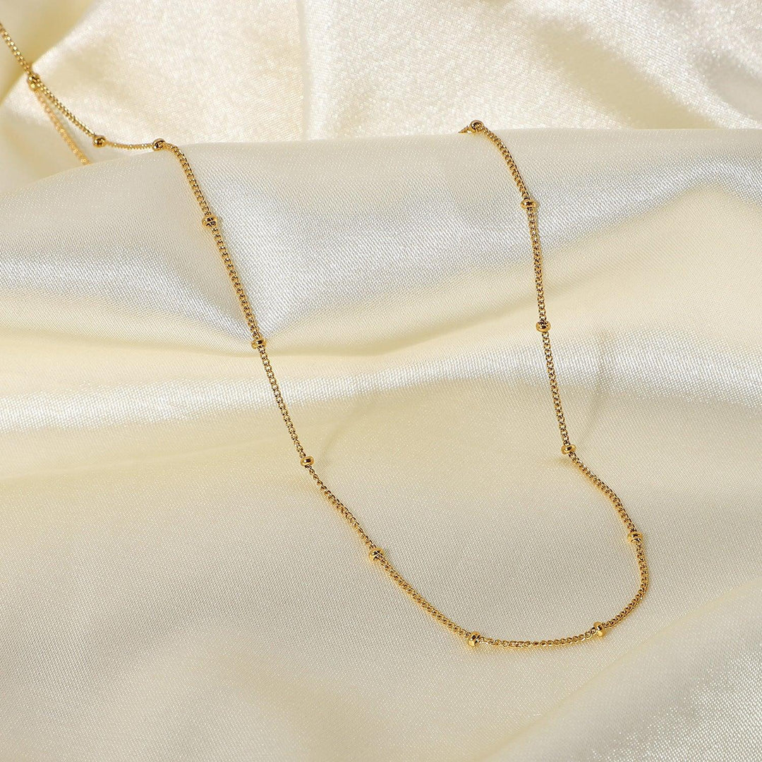 Gold-Plated Beaded Chain Necklace for Women