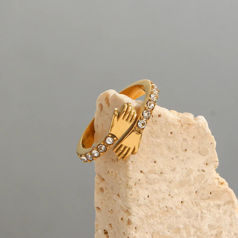 Gold-Plated Adjustable Diamond Ring For Women
