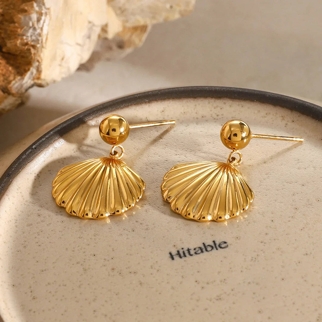 Gold-Plated Stainless Steel Shell Earrings