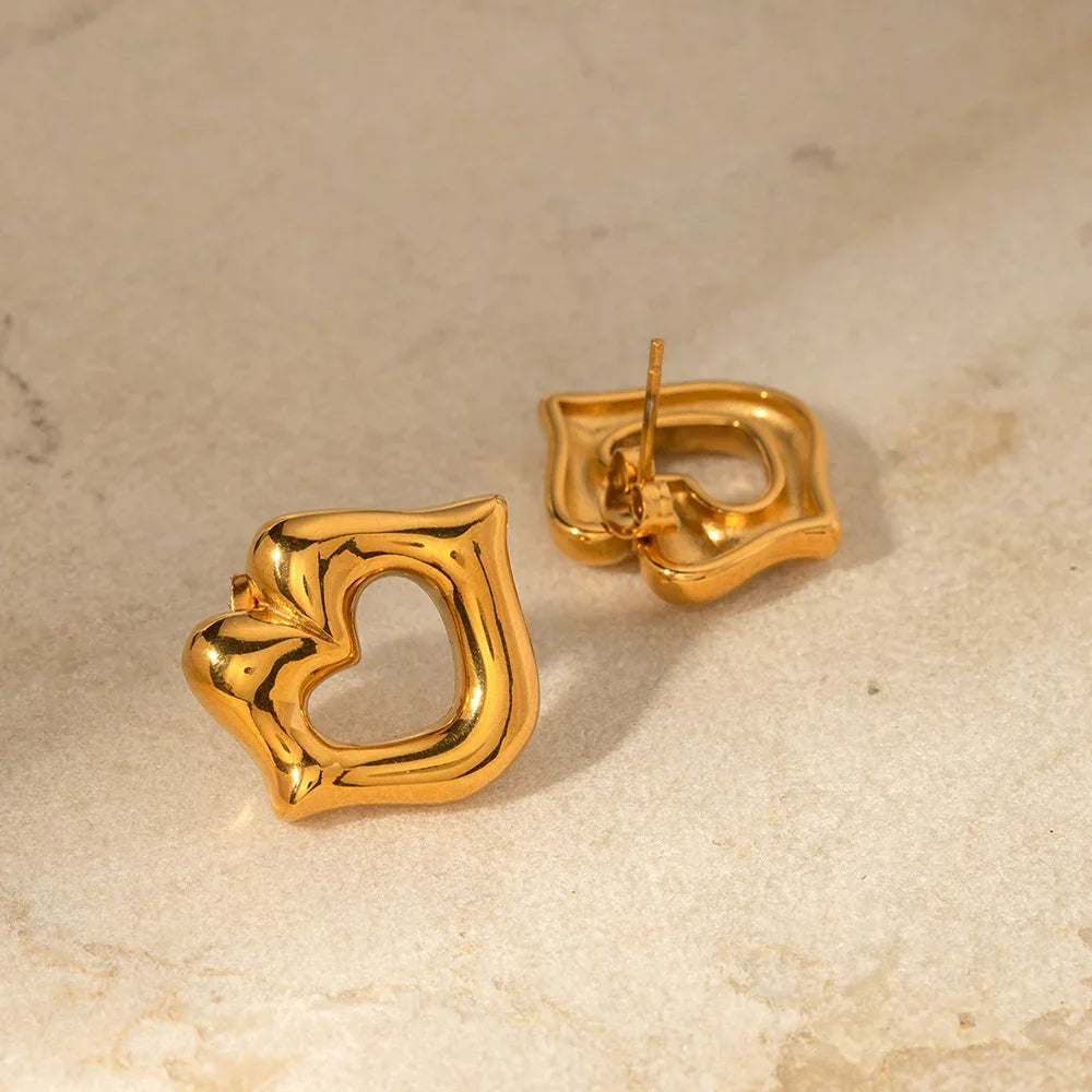 Gold-Plated Lip-Shaped Earrings with Touch of Gleaming Gold
