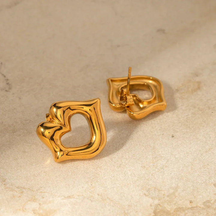 Gold-Plated Lip-Shaped Earrings with Touch of Gleaming Gold