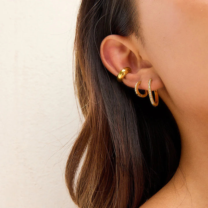 Gold Plated Cubic Zirconia Hoop Earrings Set for Women