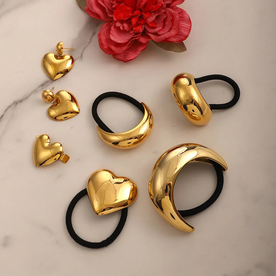 Gold-Plated Heart Hair Clip for Women