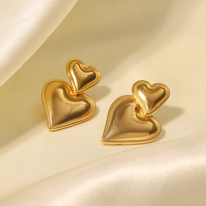Gold-Plated Heart Earrings