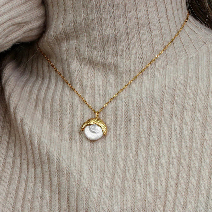 Gold-Plated Faux Pearl Necklace For Women