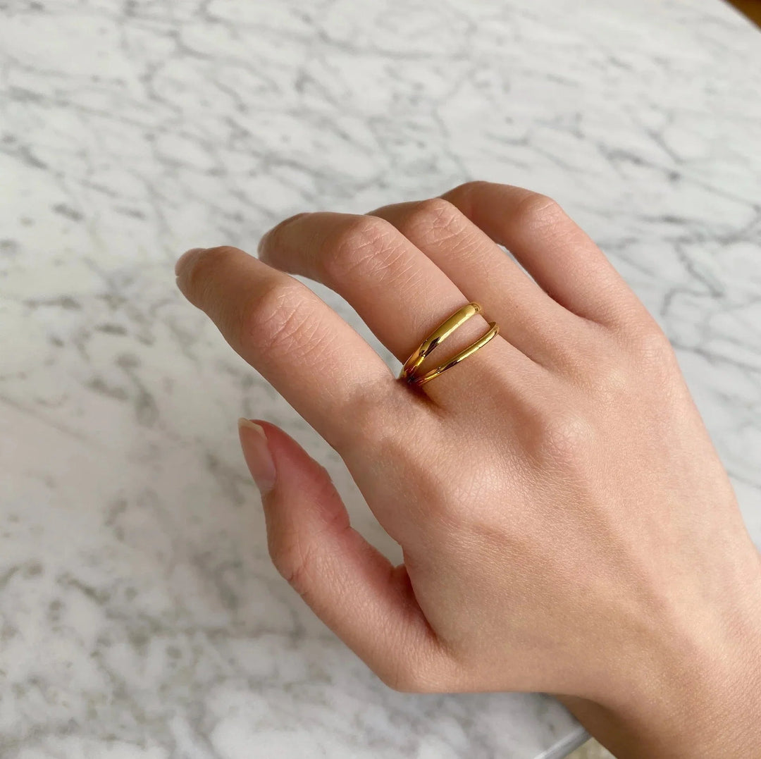 Gold-Plated Curved Open Ring for Women