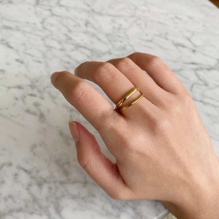 Gold-Plated Curved Open Ring for Women