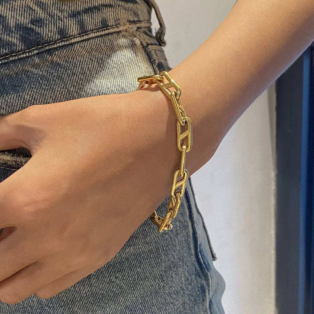 Gold-Plated Chain Bracelet for Women
