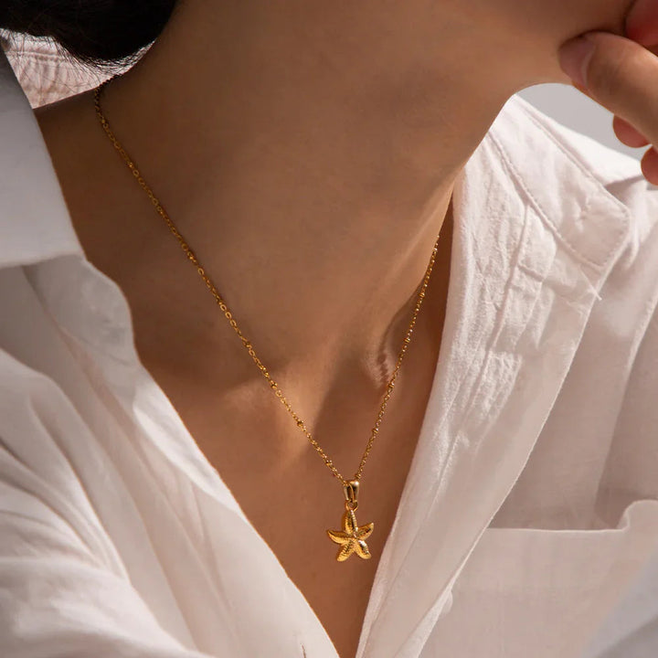 Gold-Tone Starfish Pendant Necklace