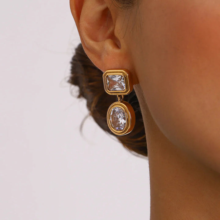 Gold-Plated CZ Drop Earrings for Women