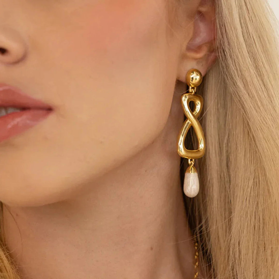 Gold-Plated Faux Pearl Drop Earrings for Women