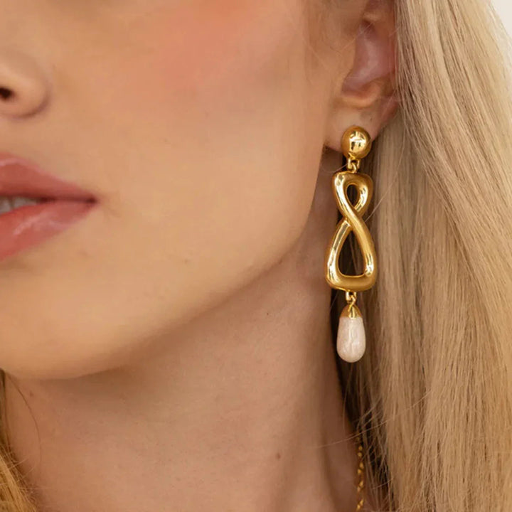 Gold-Plated Faux Pearl Drop Earrings for Women