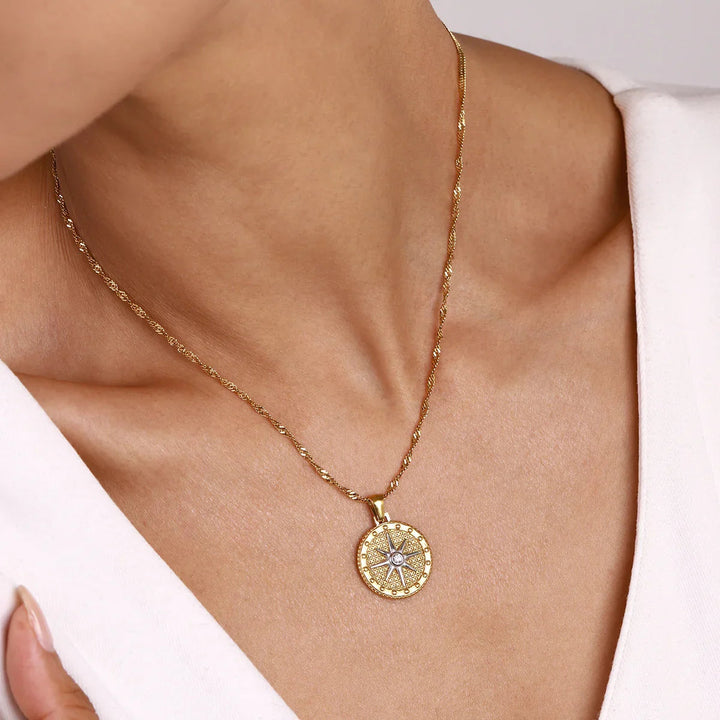 Gold-Plated CZ Star Pendant Necklace for Women