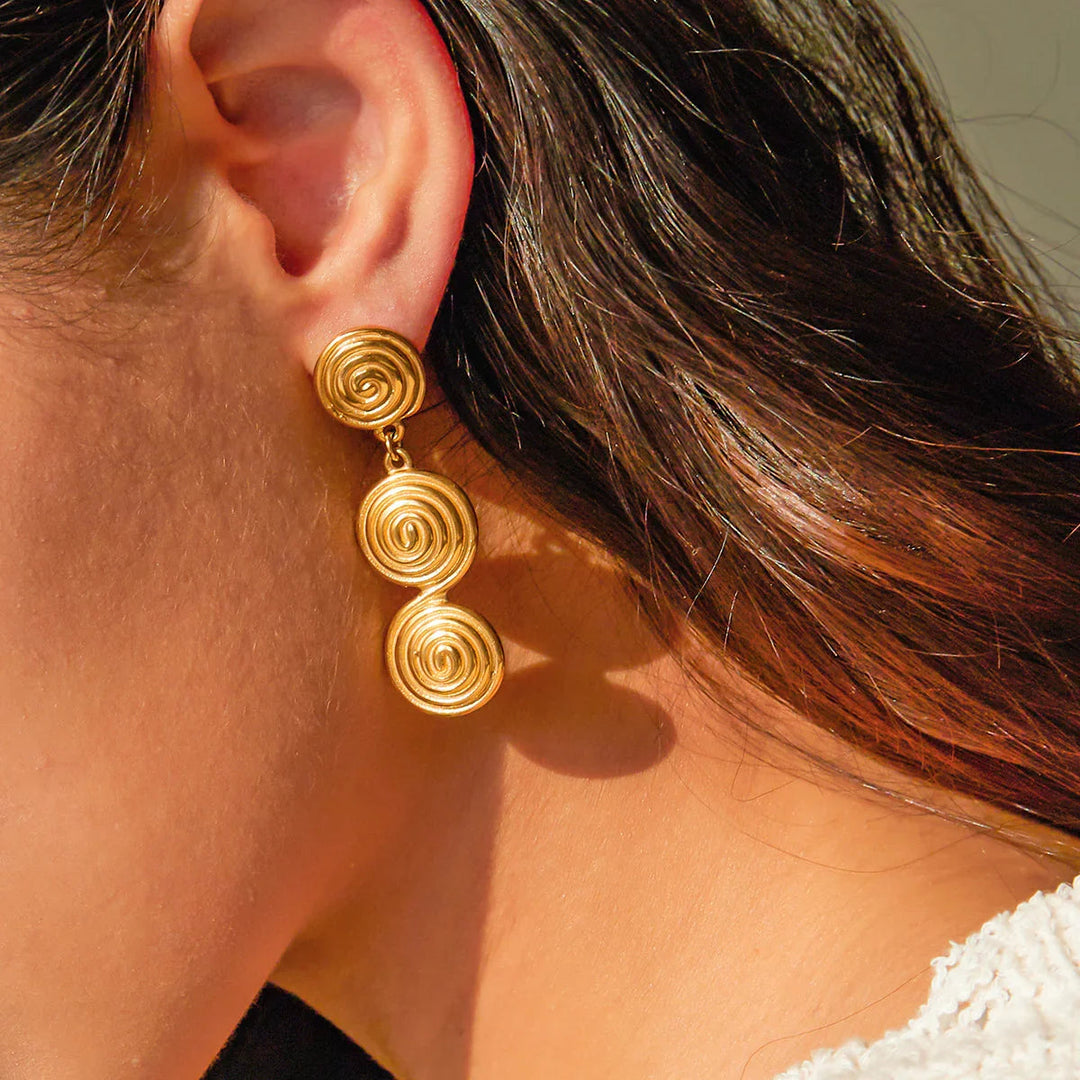 Gold-Plated Infinity Spiral Earrings for Women with Stainless Steel