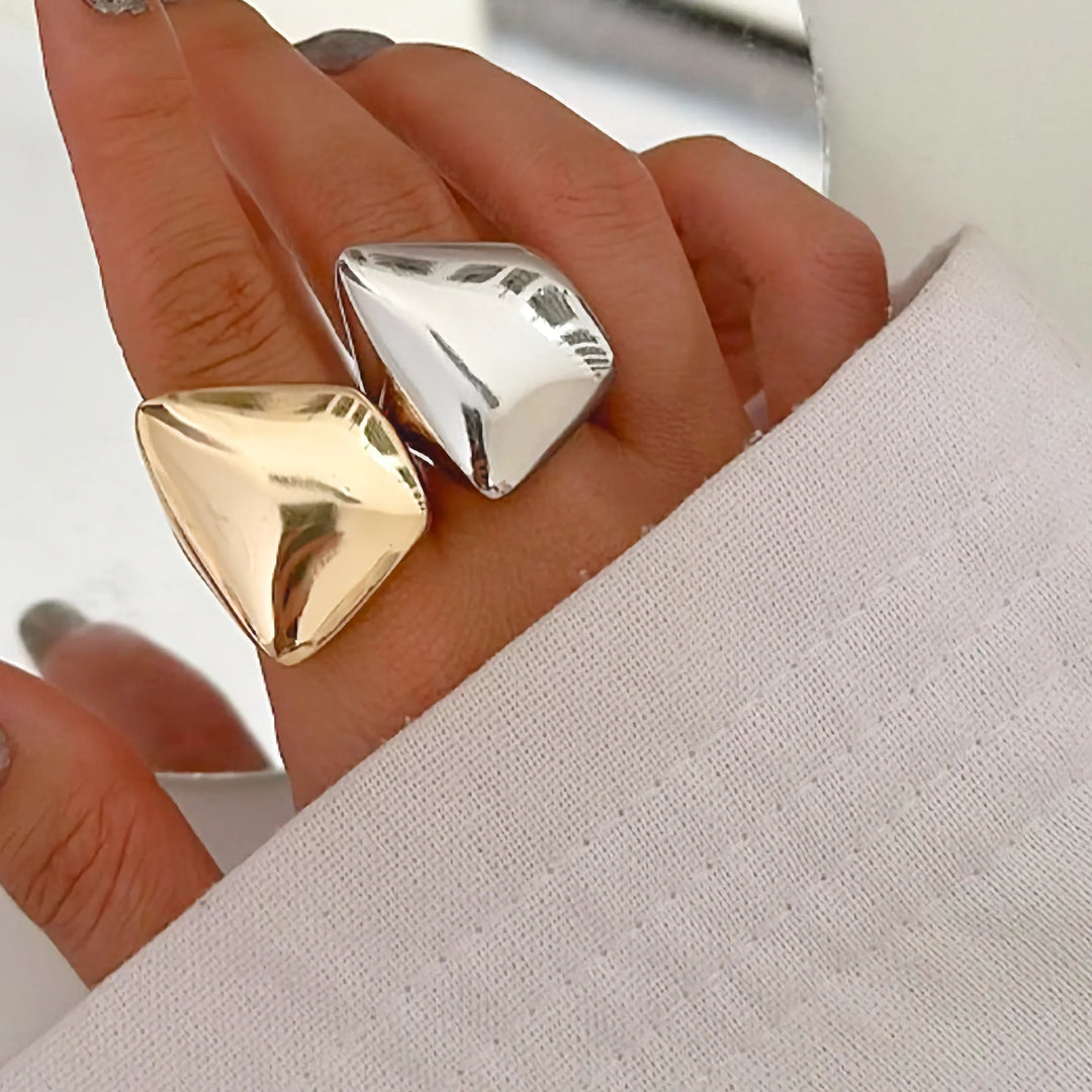 Gold-Plated Geometric Adjustable Ring