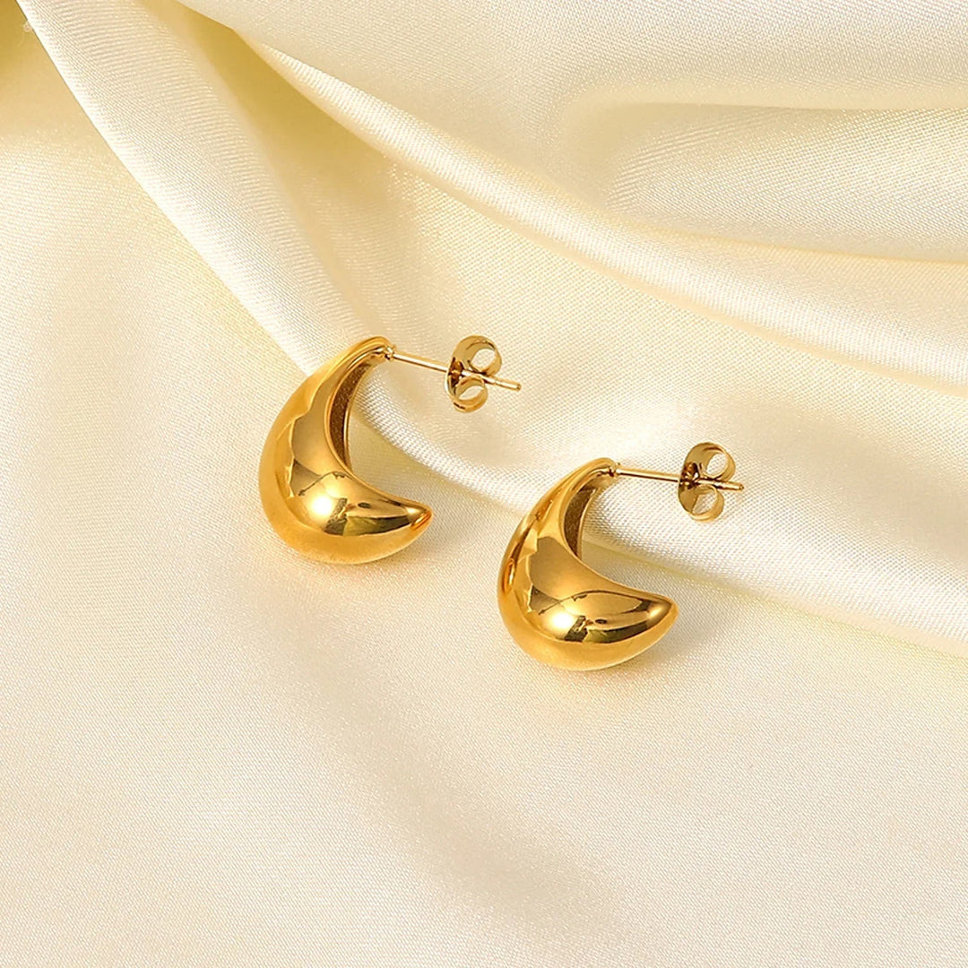 Gold-Plated Chunky Hoop Earrings for Women