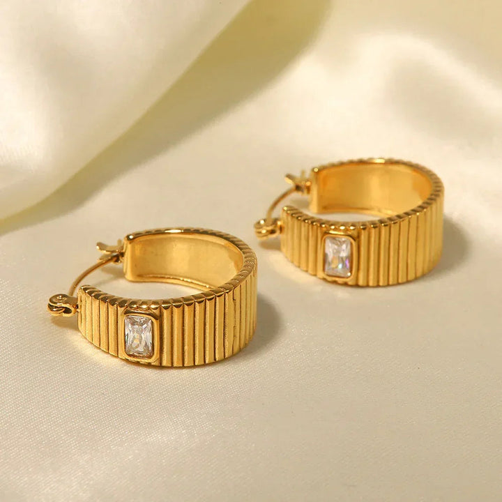 Gold-Plated Cubic Zirconia Hoop Earrings for Women