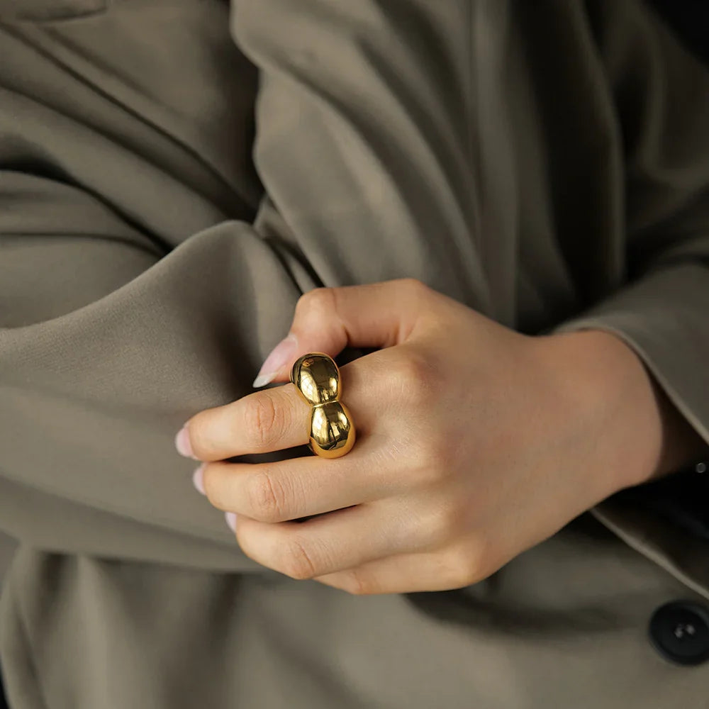 Gold-Plated Petal Statement Ring for Women