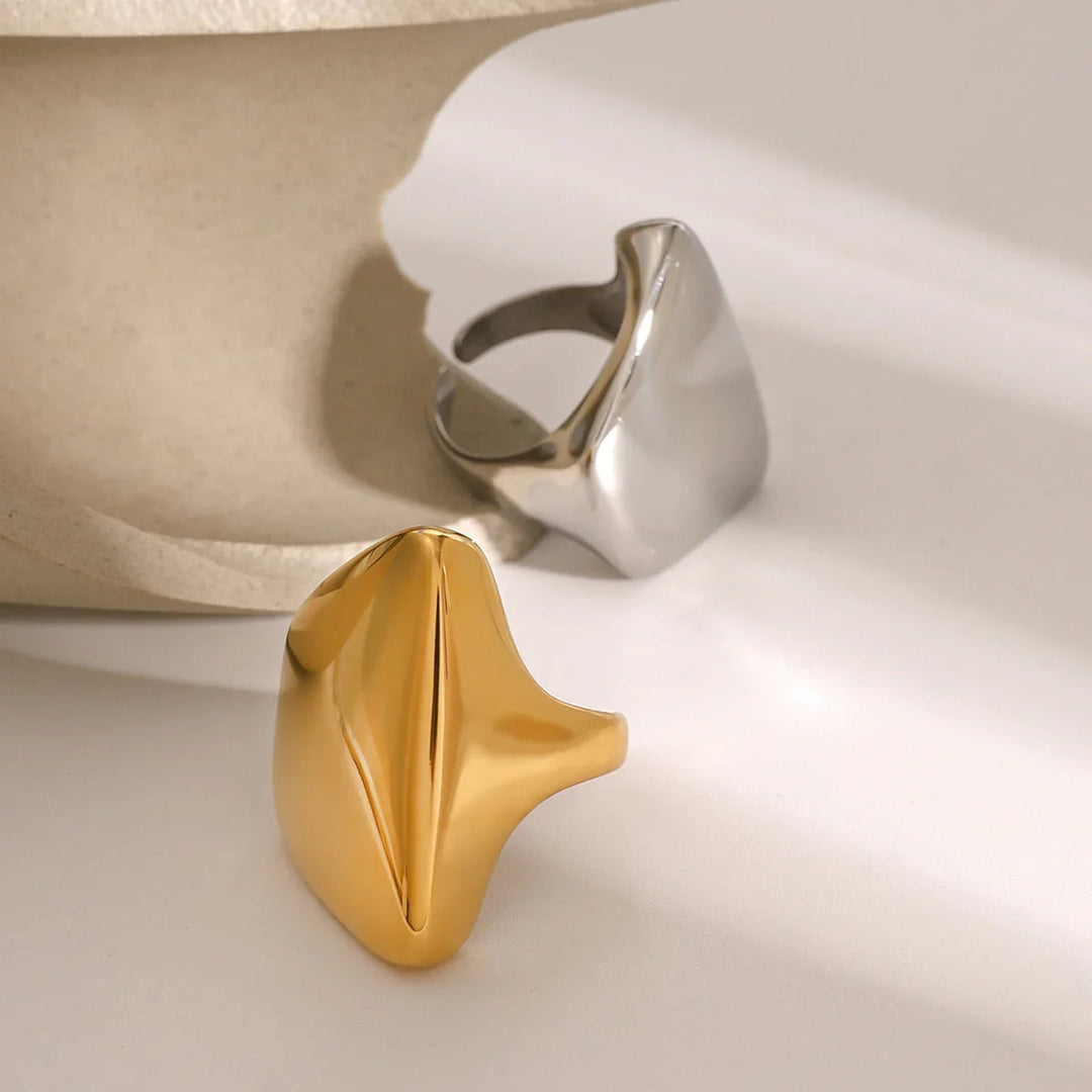 Gold-Plated Geometric Adjustable Ring