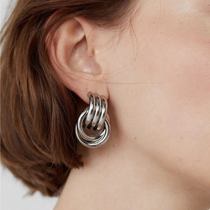 Gold-Plated Layered Hoop Earrings For Women