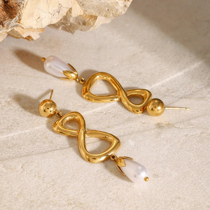Gold-Plated Faux Pearl Drop Earrings for Women