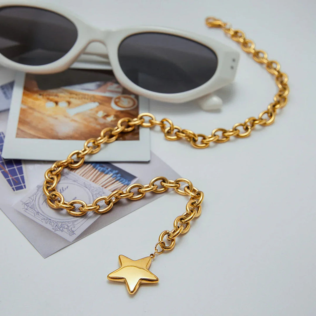 Gold-Plated Stainless Steel Star Pendant Necklace for Women