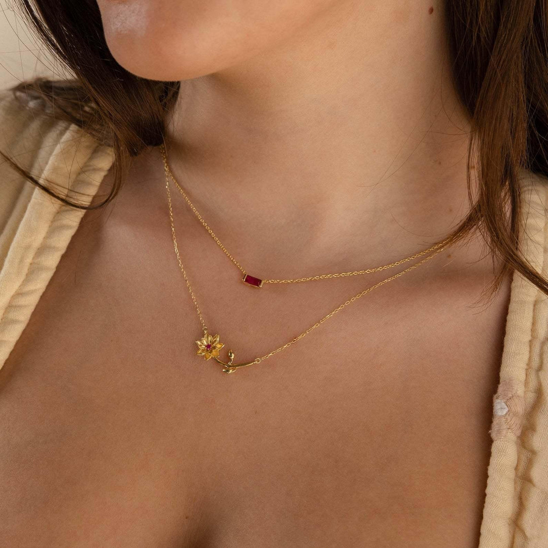 Gold-Tone Crystal Flower Necklace Jewelry Set