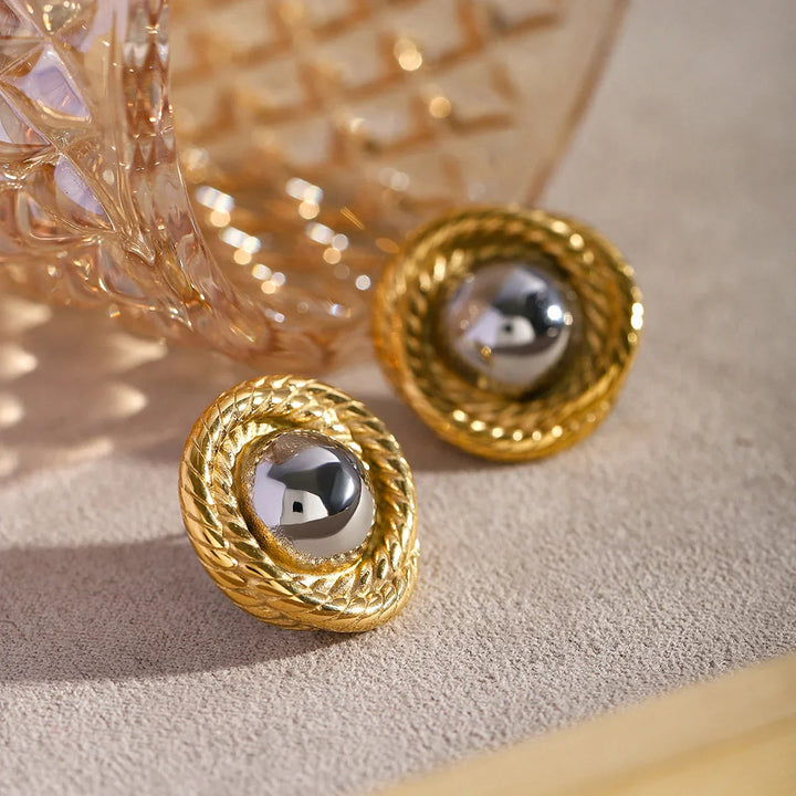 Gold-Plated Woven Earrings with A Playful Touch of Elegance