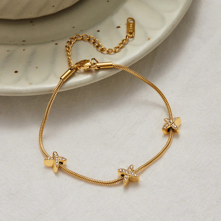 Gold Plated Cubic Zirconia Chain Bracelet for Women