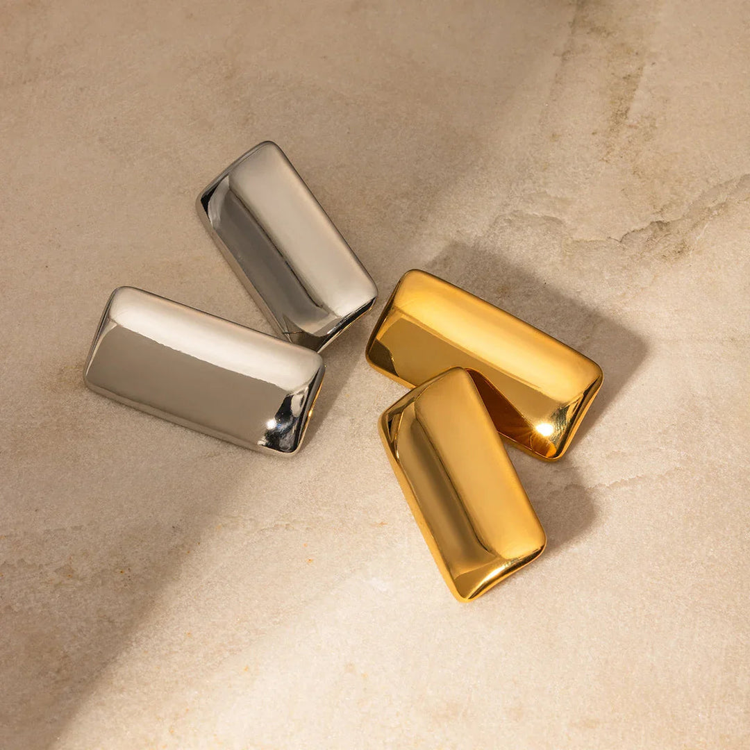 Gold-Plated Geometric Earrings with Waterproof Stainless Steel