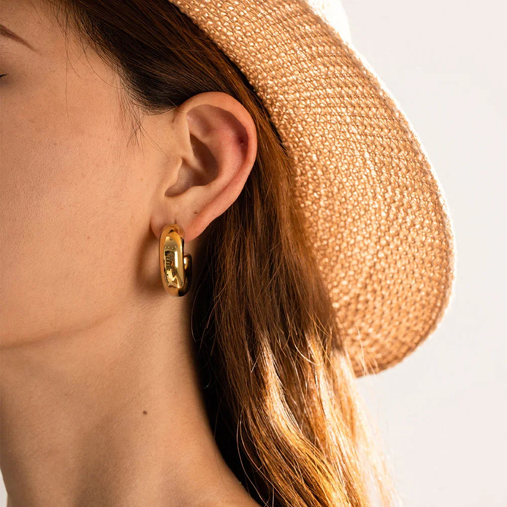 Gold-Plated Chunky Hoop Earrings
