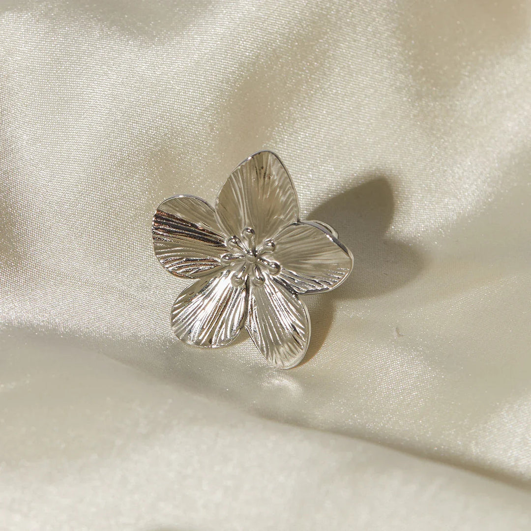 Silver Petal Ring captures the beauty of blooming petals