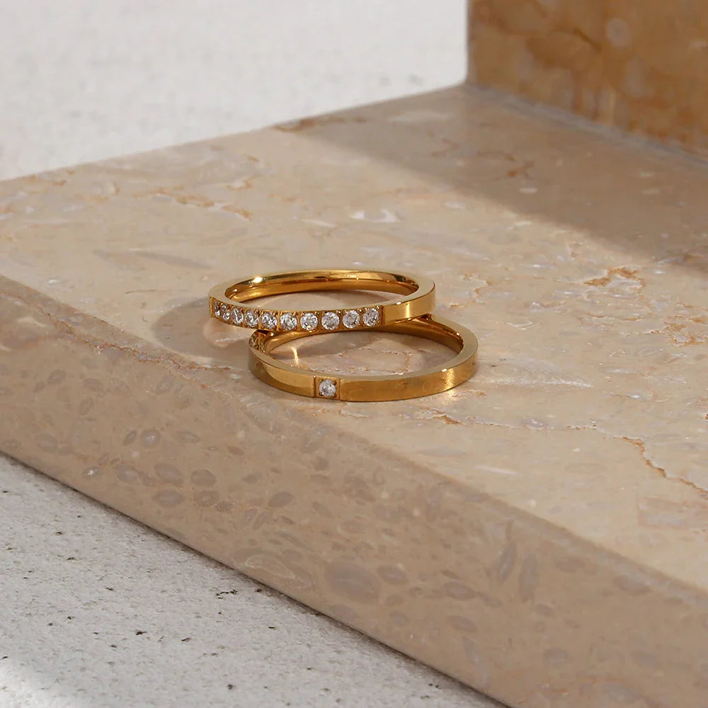 Gold-Plated CZ Minimalist Ring For Women