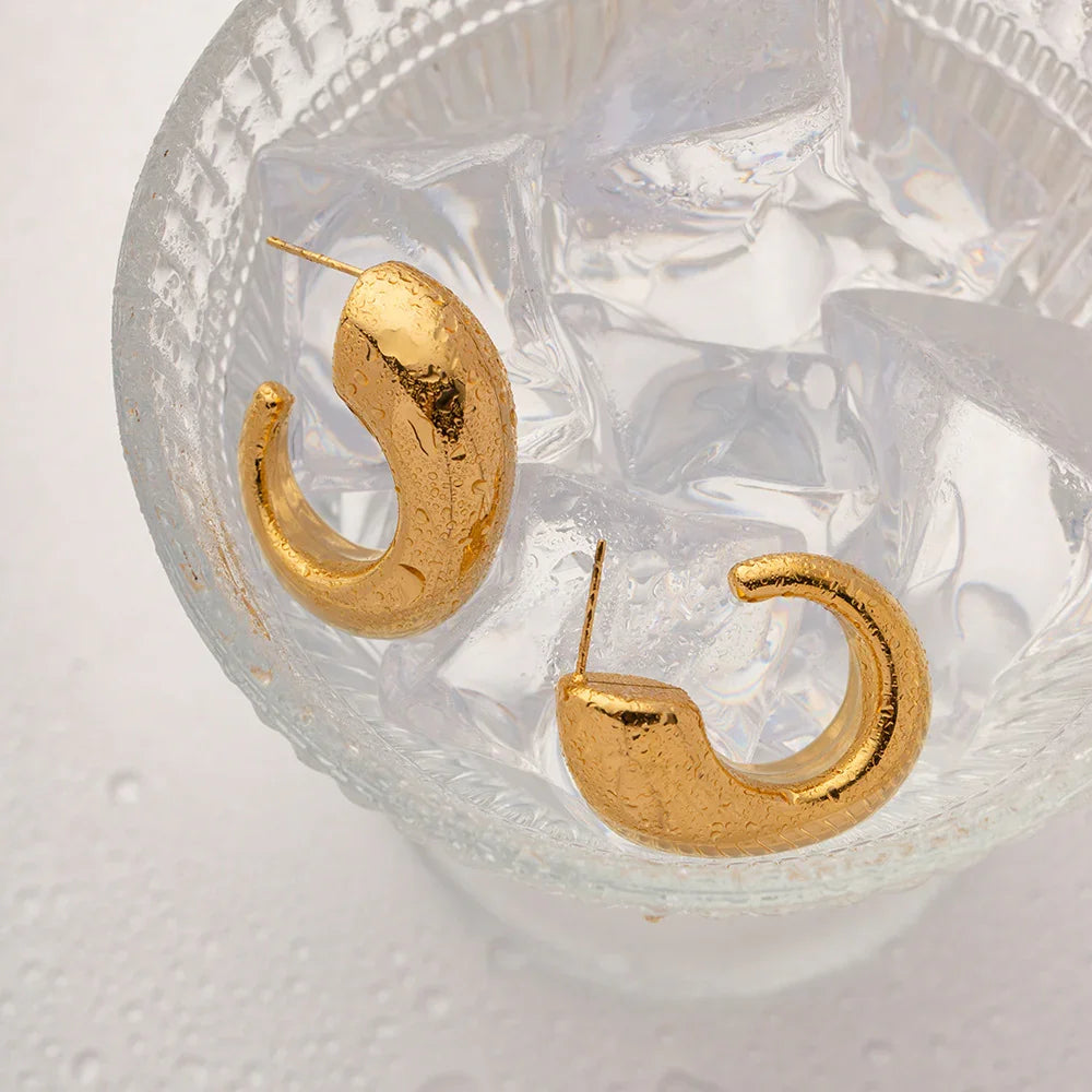 Gold-Plated Chunky Hoop Stud Earrings
