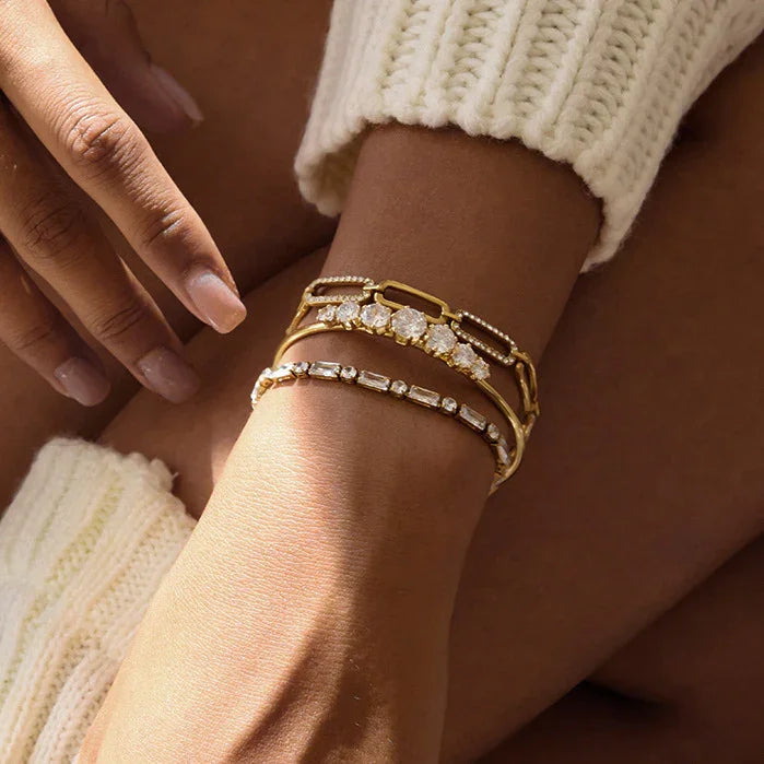 Gold-Plated CZ Chain Bracelet for Women