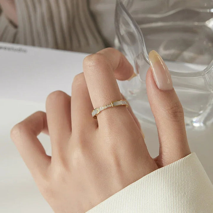 Gold-Plated Stainless Steel CZ Stackable Ring for Women